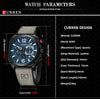 Curren watch with detailed specifications on a black background