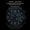 Curren watch with dark blue dial and black strap on a black background